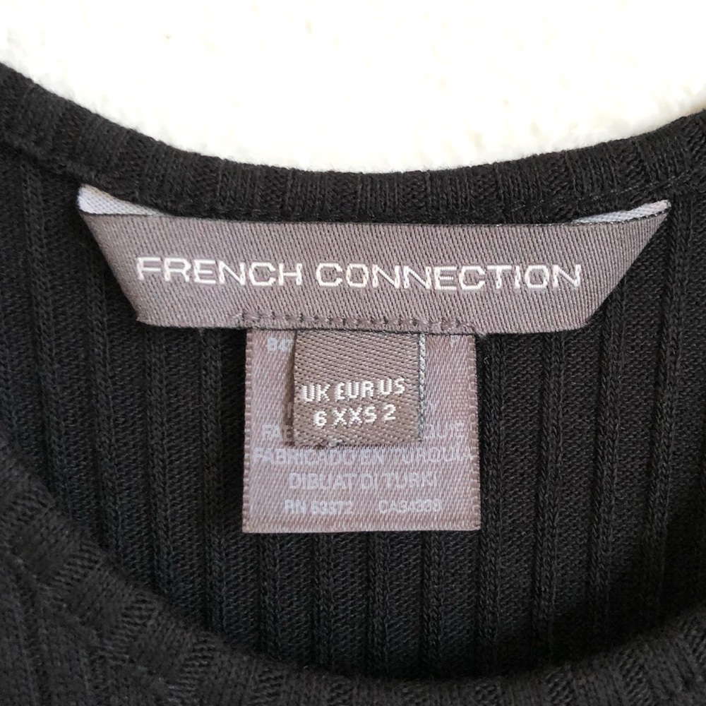 NWT French Connection Black Ribbed Midi Dress Size US 2 Chic Minimalist Neutral - Picture 3 of 7